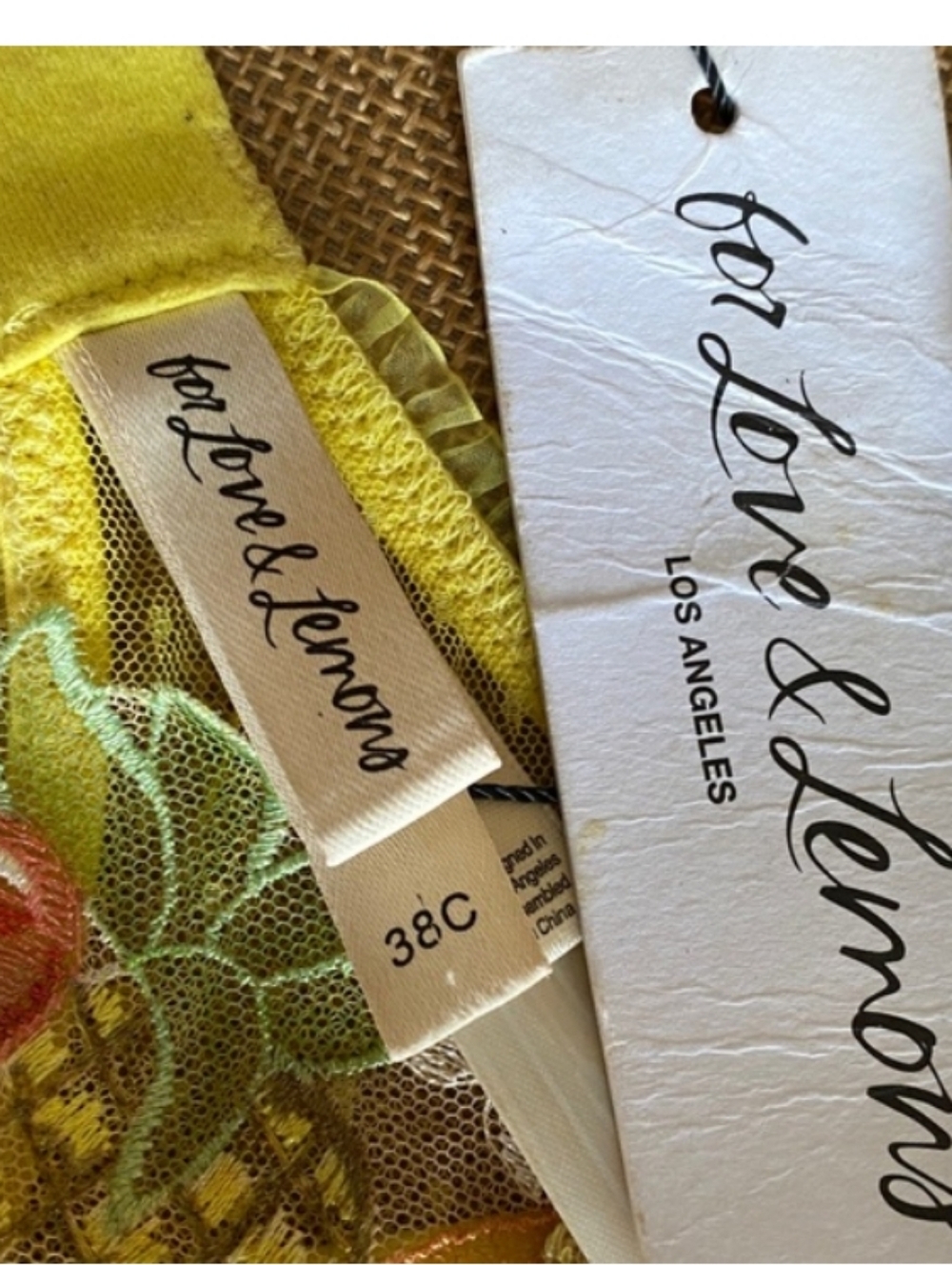 For Love And Lemons Mirabelle Fruit Bra Cherries Pineapple Strawberry Yellow 38C - Picture 6 of 9